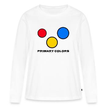 Couleurs primaires. Couleurs primaires - T-shirt manches longues Premium bio Femme - blanc - Devant - Julia (174cm)