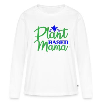 Plant based Mama - Frauen Premium Bio Langarmshirt - Weiß - Vorne - Julia (174cm)
