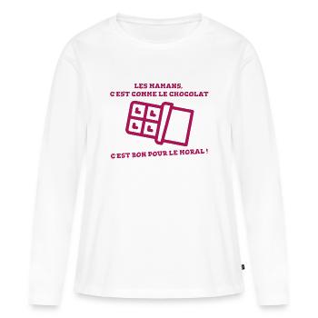 citation maman amour tee-shirt cadeau - T-shirt manches longues Premium bio Femme - blanc - Devant - Julia (174cm)