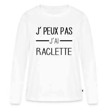 Raclette addict, fondre de plaisir! - T-shirt manches longues Premium bio Femme - blanc - Devant - Julia (174cm)