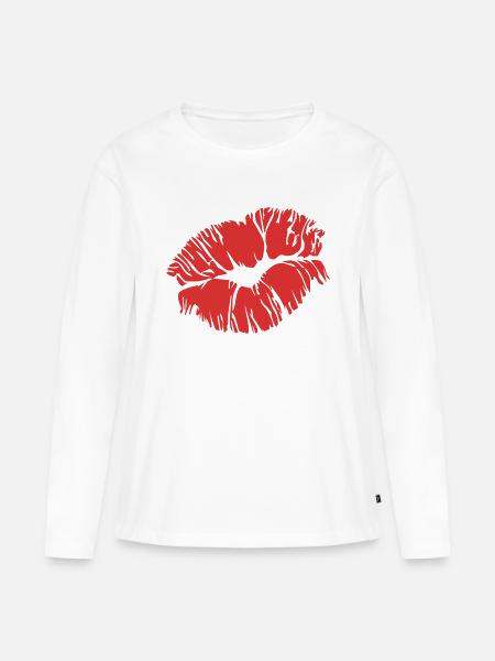 big kiss - Frauen Premium Bio Langarmshirt - Weiß