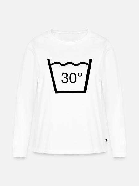 Waschen - Frauen Premium Bio Langarmshirt - Weiß