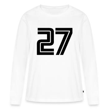 27 - T-shirt manches longues Premium bio Femme - blanc - Devant - Julia (174cm)
