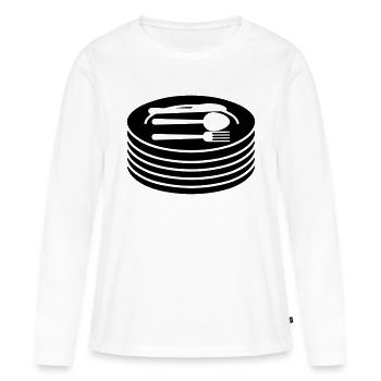 Geschirr Teller Besteck - Frauen Premium Bio Langarmshirt - Weiß - Vorne - Julia (174cm)