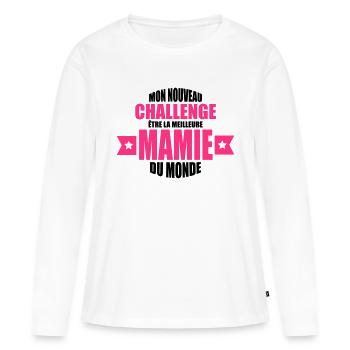 mon nouveau challenge être la meilleure mamie - T-shirt manches longues Premium bio Femme - blanc - Devant - Julia (174cm)