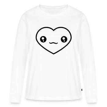 herzchen herz gesicht suess niedlich kopf form lie - Frauen Premium Bio Langarmshirt - Weiß - Vorne - Julia (174cm)