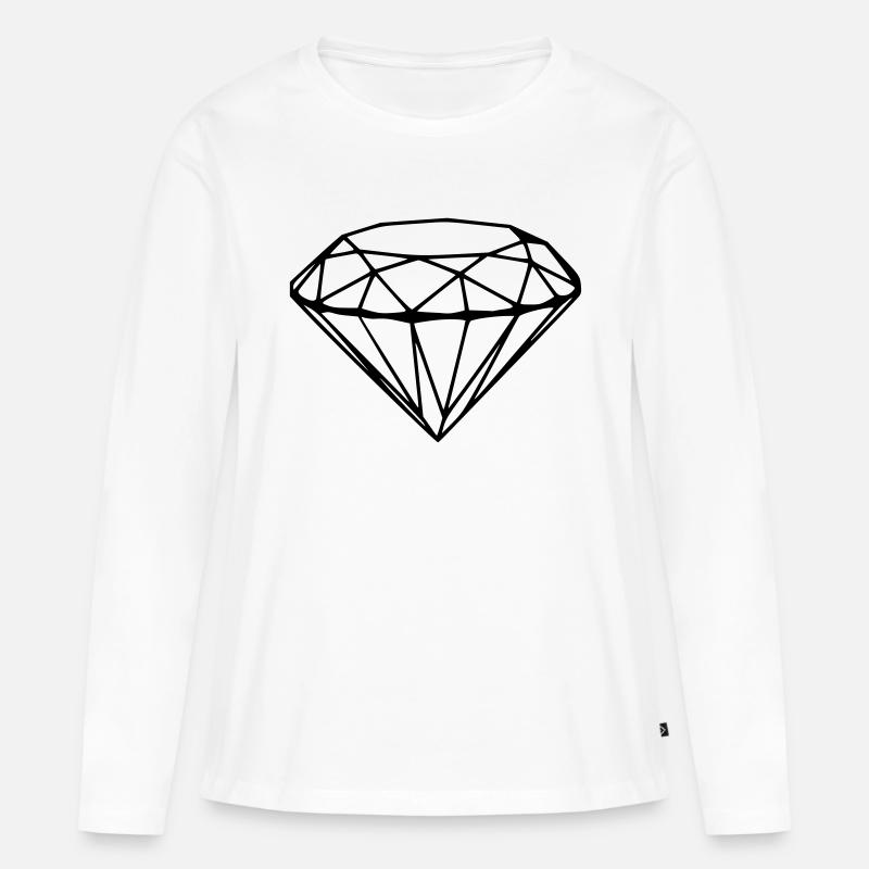 Diamant - Frauen Premium Bio Langarmshirt - Weiß