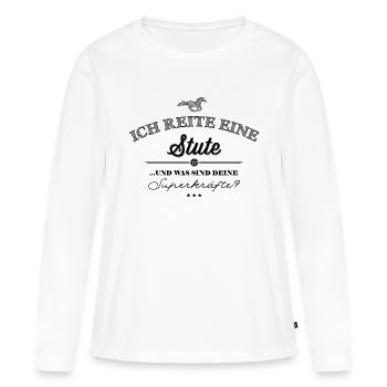 Superkräfte Stute - schwarze Edition - Frauen Premium Bio Langarmshirt - Weiß - Vorne - Julia (174cm)