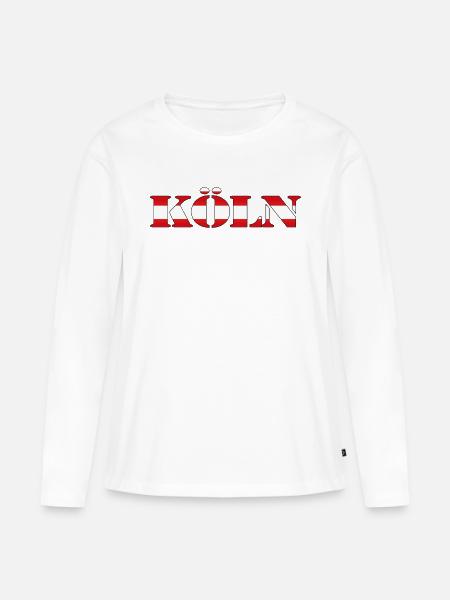 "Köln" Rot-Weiss [Stencil] - Frauen Premium Bio Langarmshirt - Weiß