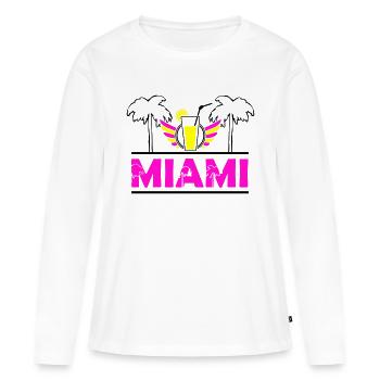 miami - T-shirt manches longues Premium bio Femme - blanc - Devant - Julia (174cm)