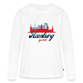 Hambourg - T-shirt manches longues Premium bio Femme - blanc - Devant - Julia (174cm)