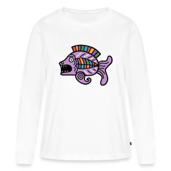 Culture des Incas, symbole du poisson - T-shirt manches longues Premium bio Femme - blanc - Devant - Julia (174cm)