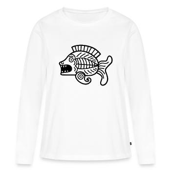 Culture des Incas, symbole du poisson - T-shirt manches longues Premium bio Femme - blanc - Devant - Julia (174cm)