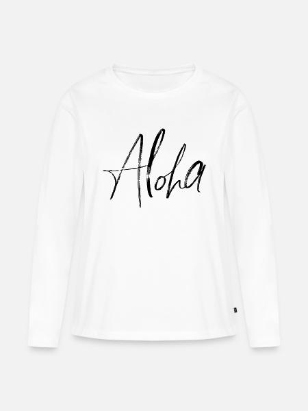 Aloha - Frauen Premium Bio Langarmshirt - Weiß