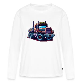Pixel Camion n° 3 - T-shirt manches longues Premium bio Femme - blanc - Devant - Julia (174cm)