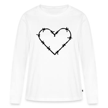 gefangenes Herz Liebe Stacheldraht Dornig - Frauen Premium Bio Langarmshirt - Weiß - Vorne - Julia (174cm)