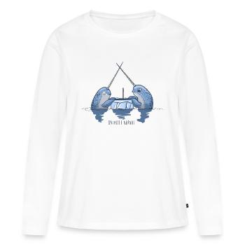 Bataille narval - T-shirt manches longues Premium bio Femme - blanc - Devant - Julia (174cm)