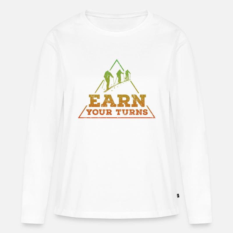 Earn your turns Tour reggae - Frauen Premium Bio Langarmshirt - Weiß