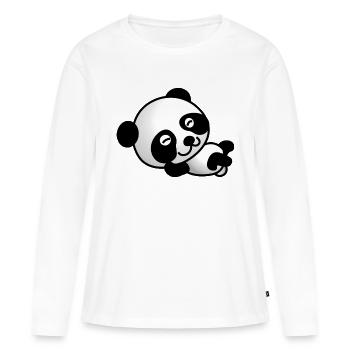 doux Panda - T-shirt manches longues Premium bio Femme - blanc - Devant - Julia (174cm)