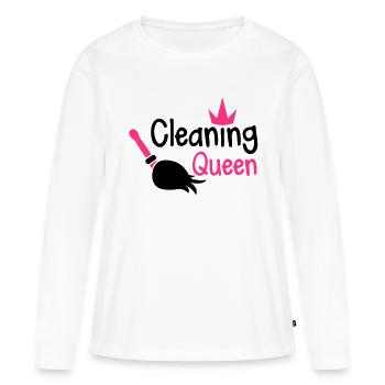 Reinigung Königin mit einem Besen und einer - Frauen Premium Bio Langarmshirt - Weiß - Vorne - Julia (174cm)