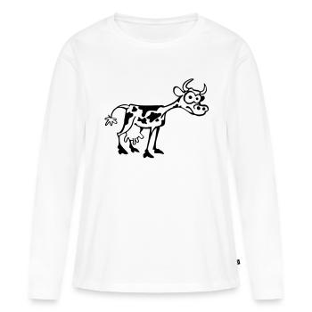 Vache - T-shirt manches longues Premium bio Femme - blanc - Devant - Julia (174cm)
