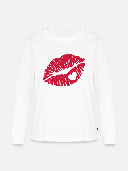 Kuss - Frauen Premium Bio Langarmshirt - Weiß