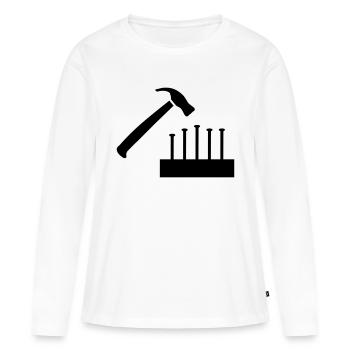 Marteau - T-shirt manches longues Premium bio Femme - blanc - Devant - Julia (174cm)