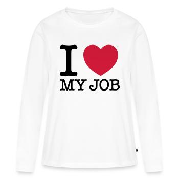 I Love My Job - T-shirt manches longues Premium bio Femme - blanc - Devant - Julia (174cm)