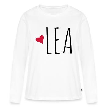 Cadeaux de Léa cool avec coeur - T-shirt manches longues Premium bio Femme - blanc - Devant - Julia (174cm)