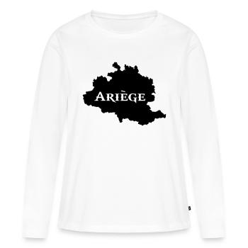 Ariège carte Ariégeoise - T-shirt manches longues Premium bio Femme - blanc - Devant - Julia (174cm)
