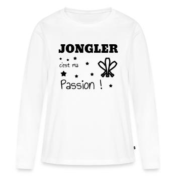jongleur / jonglerie / jongleuse / cirque - T-shirt manches longues Premium bio Femme - blanc - Devant - Julia (174cm)