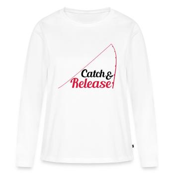 rejeter attraper et relâcher le pêcheur - T-shirt manches longues Premium bio Femme - blanc - Devant - Julia (174cm)
