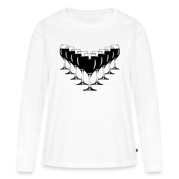 des verres à vin - T-shirt manches longues Premium bio Femme - blanc - Devant - Julia (174cm)