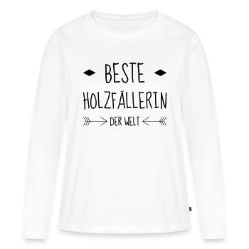 bûcheron / forêt / arbre / bois - T-shirt manches longues Premium bio Femme - blanc - Devant - Julia (174cm)