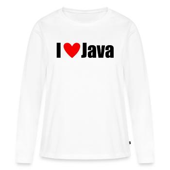 J'AIME Java - T-shirt manches longues Premium bio Femme - blanc - Devant - Julia (174cm)