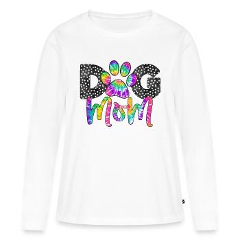 Maman de chien - T-shirt manches longues Premium bio Femme - blanc - Devant - Julia (174cm)