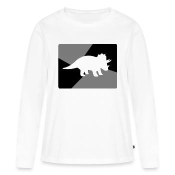 Dinosaure Dino - T-shirt manches longues Premium bio Femme - blanc - Devant - Julia (174cm)