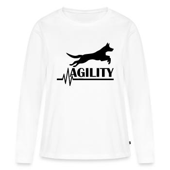 Agilité de chien de chien - T-shirt manches longues Premium bio Femme - blanc - Devant - Julia (174cm)