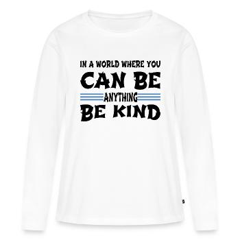 cadeau d’anniversaire cadeau cadeau idée cadeau devis - T-shirt manches longues Premium bio Femme - blanc - Devant - Julia (174cm)