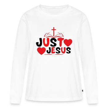Juste Jésus - T-shirt manches longues Premium bio Femme - blanc - Devant - Julia (174cm)