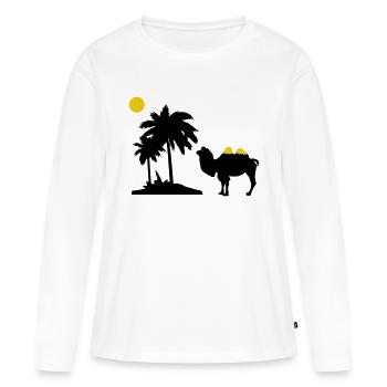 Kamel - Frauen Premium Bio Langarmshirt - Weiß - Vorne - Julia (174cm)