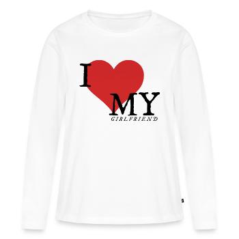 J’aime ma copine - T-shirt manches longues Premium bio Femme - blanc - Devant - Julia (174cm)
