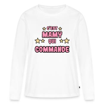 C'est mamy qui commande - T-shirt manches longues Premium bio Femme - blanc - Devant - Julia (174cm)