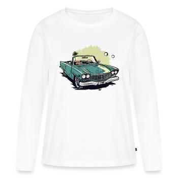 Cabriolet vert et palmier - T-shirt manches longues Premium bio Femme - blanc - Devant - Julia (174cm)