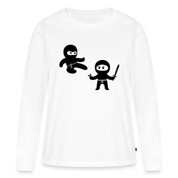 Ninjas - T-shirt manches longues Premium bio Femme - blanc - Devant - Julia (174cm)