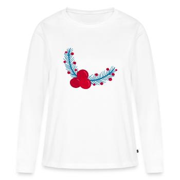 Feuilles et baies de houx de Noël1 - T-shirt manches longues Premium bio Femme - blanc - Devant - Julia (174cm)