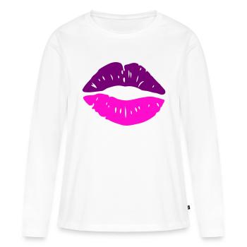 lippen kuss - Frauen Premium Bio Langarmshirt - Weiß - Vorne - Julia (174cm)