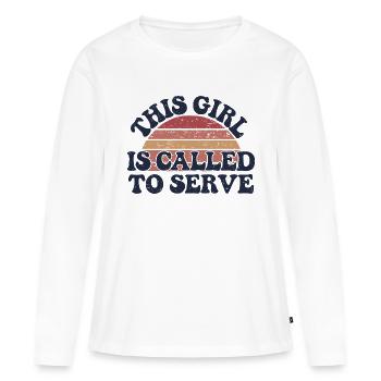 Une mission dans l’âme - T-shirt manches longues Premium bio Femme - blanc - Devant - Julia (174cm)