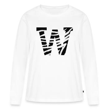 Buchstabe w zebra - Frauen Premium Bio Langarmshirt - Weiß - Vorne - Julia (174cm)