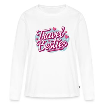 Travel Buddies – Style girly avec des cœurs - T-shirt manches longues Premium bio Femme - blanc - Devant - Julia (174cm)